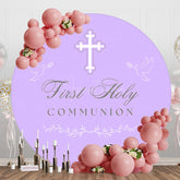 Aperturee - Aperturee Purple First Holy Communion Round Baptism Backdrop